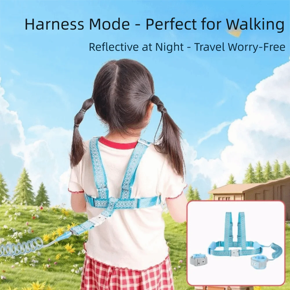 

Steel Wire Toddler Harness Leashes Breathable 2 in 1 Adjustable Children Harness Soft Comfortable Anti-lost Wrist Link Band