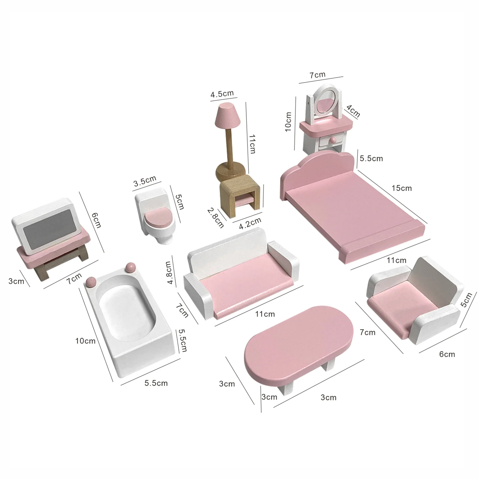 3 Story Dollhouse Playset with Furniture Multiple Rooms Doll Cottage for Girls Above 3 Years Old Role Playing Pink