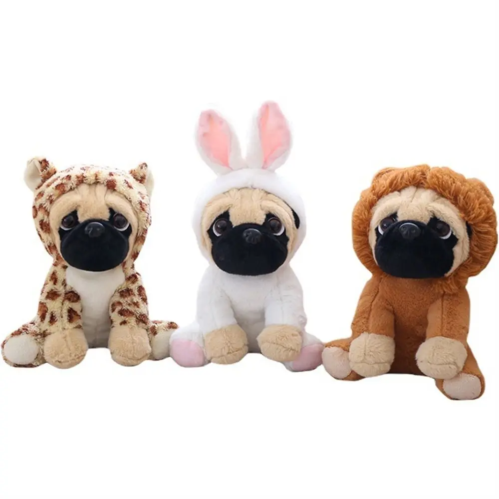 Animais de pelúcia pug cão brinquedos de pelúcia cosplay dinossauro leão ovelha leopardo recheado sharpei cão simulação boneca macia