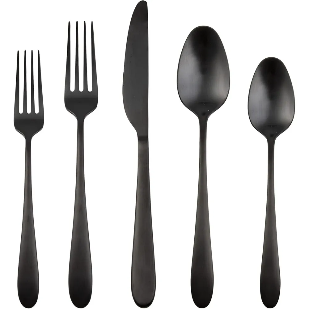 

Cambridge Silversmiths Poet Black Satin 20-Piece Flatware Set, Service for 4