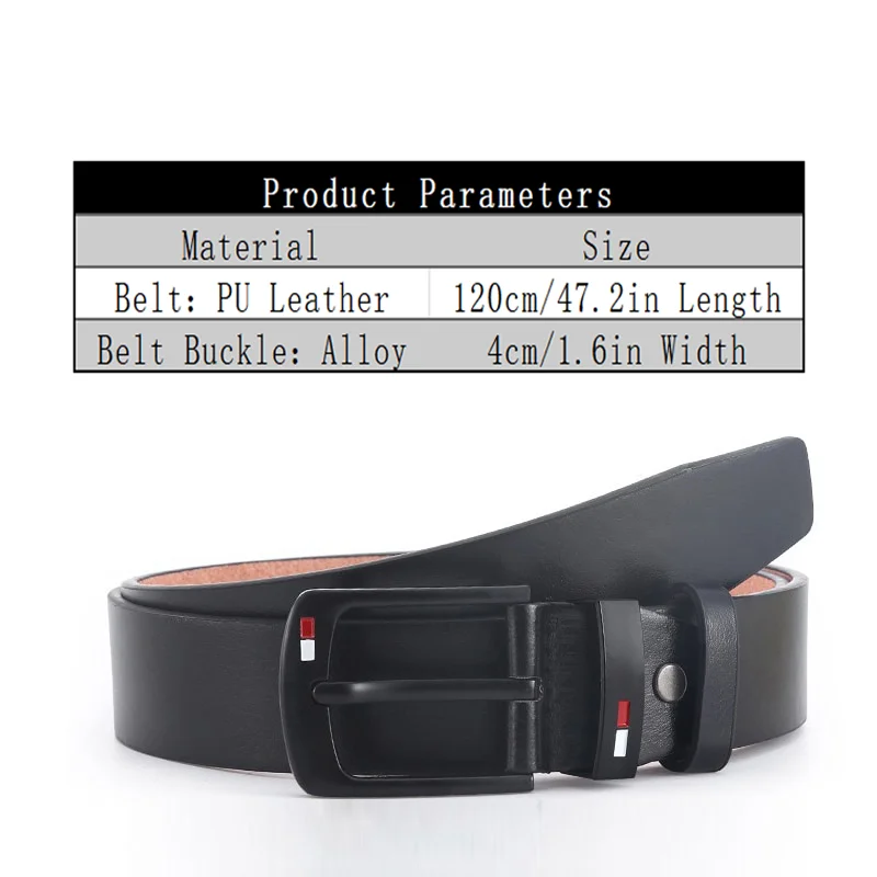 HEERAK Fashion Belt Mens Straps PU Alloy Square Buckle Business Leisure Casual Luxury Belts Black for Men Jeans Pants Waistband image 2