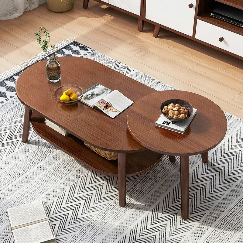 

Coffee Table Modern Minimalist Tea Table Small Apartment Living Room round Table Home Nordic Double-Layer Coffee Table