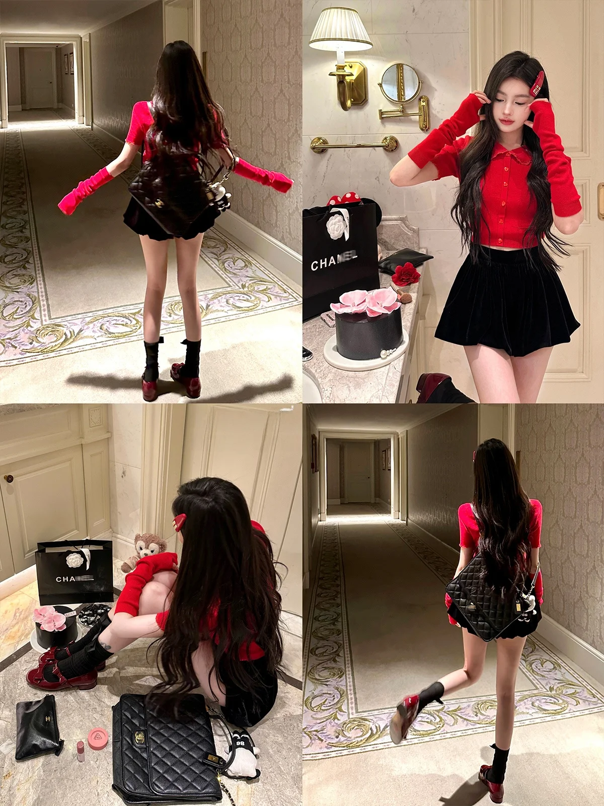 

Chien Pure Color Knitted ort Sve irt with Doll Collar And Ruffle Pure Korean Sle Slim Fit Commute Sle Women's Top