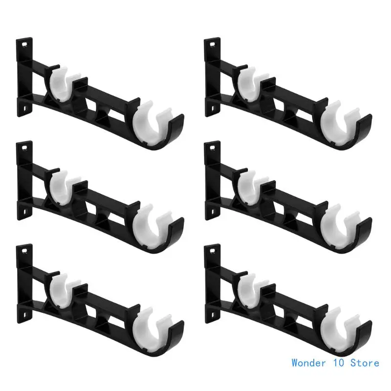 

Metal Double Curtain Rails Support Brackets Easy Installation Drapery Rods Poles Holders Hook Fit Rods 25mm Set of 6