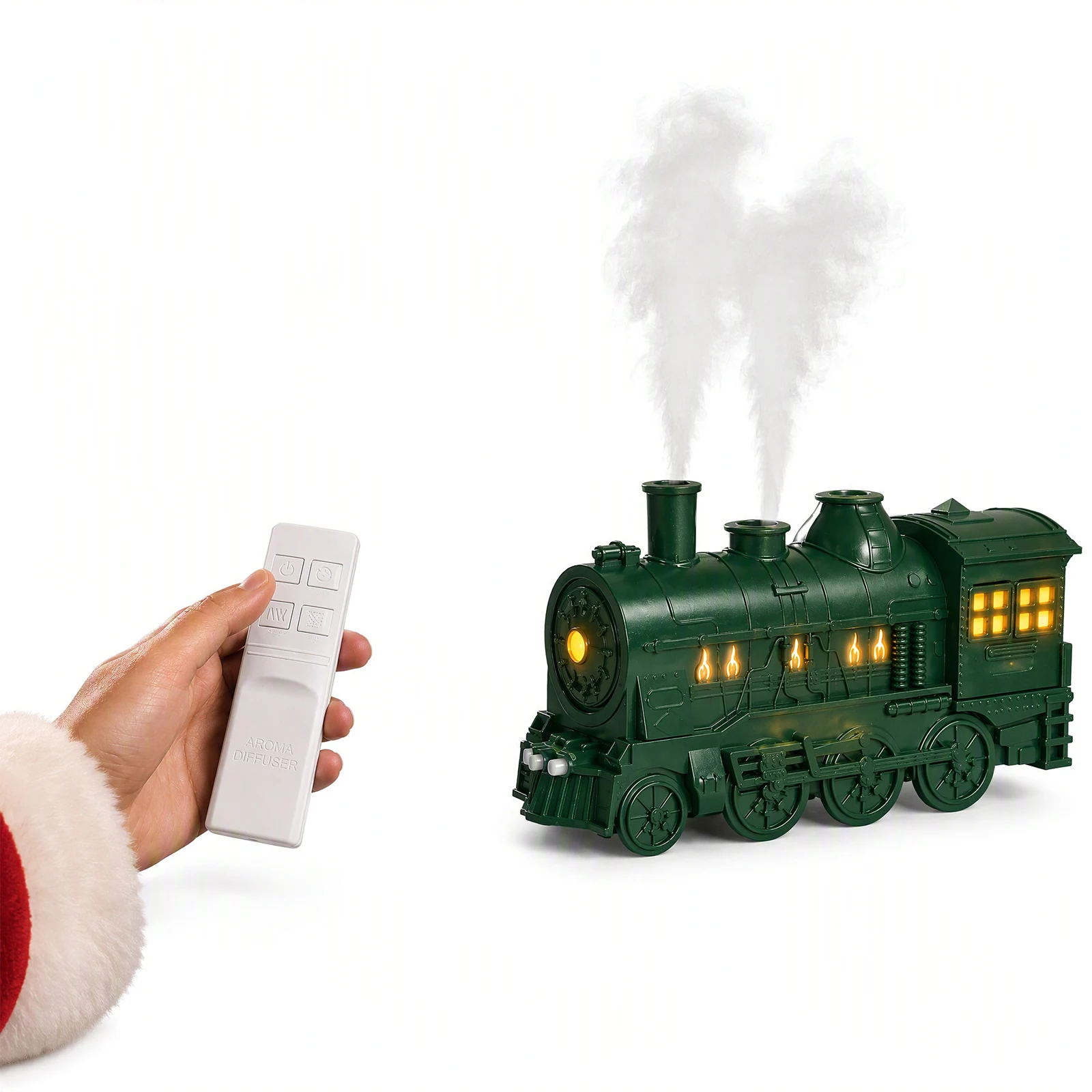Vintage Steam Train Aroma Diffuser Ultrasonic Mist Humidifier 300ml Dual LED Colors USB 2H/8H Timer