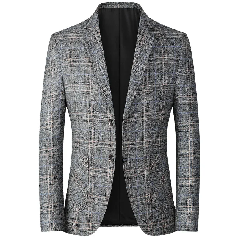 2024 Men's Suit Jacket, Casual Western Suit in Spring, Thin Style for Middle-Aged, Wrinkle-Free Single-Breasted Jacket Top