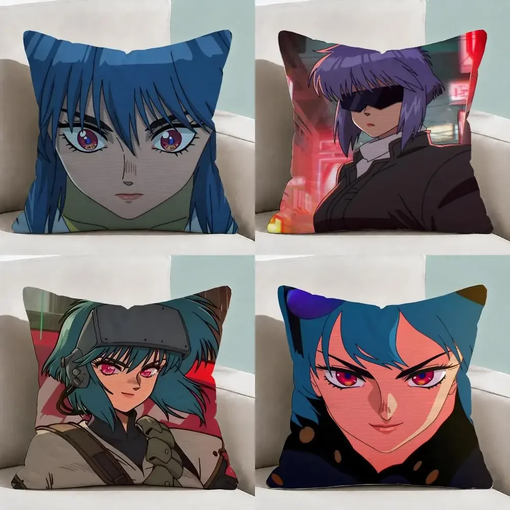 Cyber Ghost In The Shell Motoko Cushion Cover Throw Pillow Soft Short Plush Cozy Durable Colorfast Sofa Bedroom Home Decor Gift