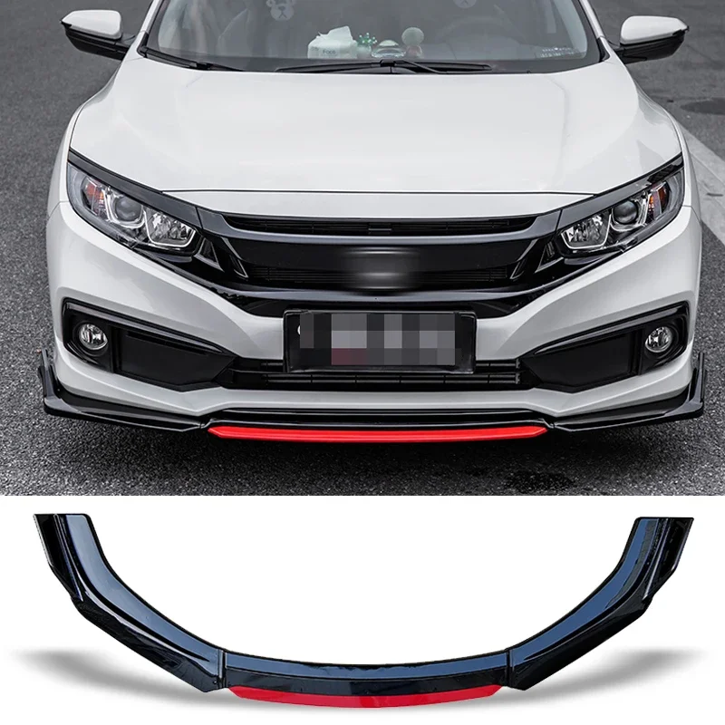 New！ Front Bumper Spoiler For Honda Civic Sedan 2012 -  2019 Carbon Surface Protector Plate Lip Body Kit Chin Shovel