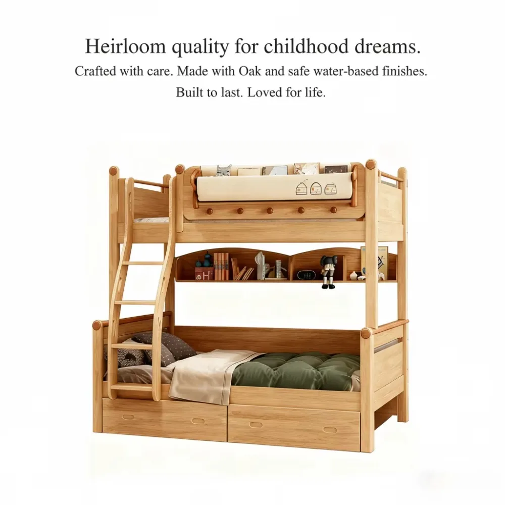 Letto a castello per bambini a grandezza naturale dal design nordico per la casa Robusta scala guardrail Vernice non tossica a base d'acqua Soggiorno ad alta sicurezza