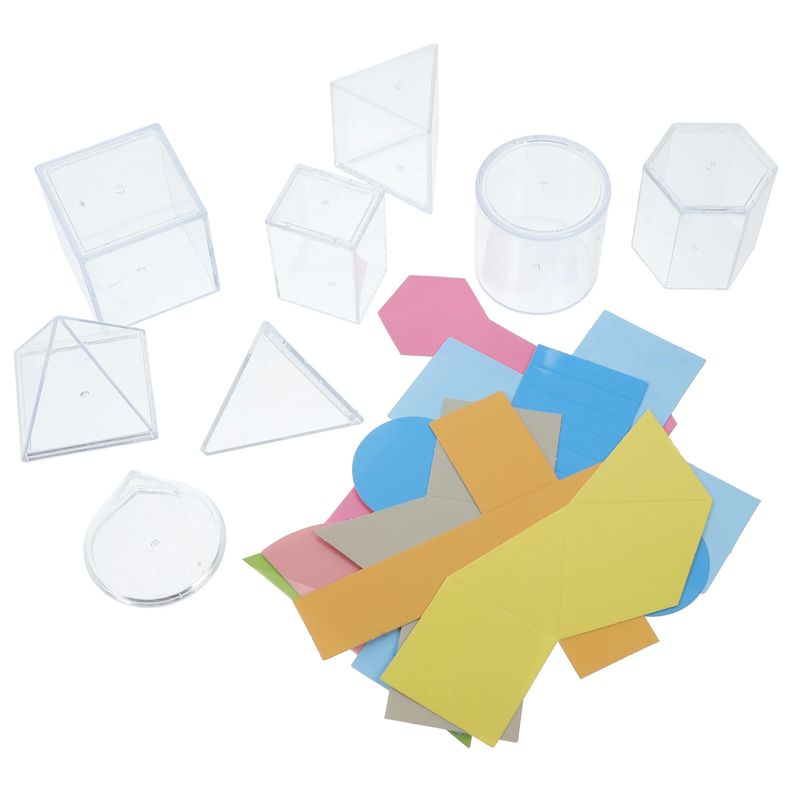 

8pcs Geometrical Tools Transparent 3D Shapes Detachable Learning Aids Math Toys Geometry Manipulatives Plastic Solids