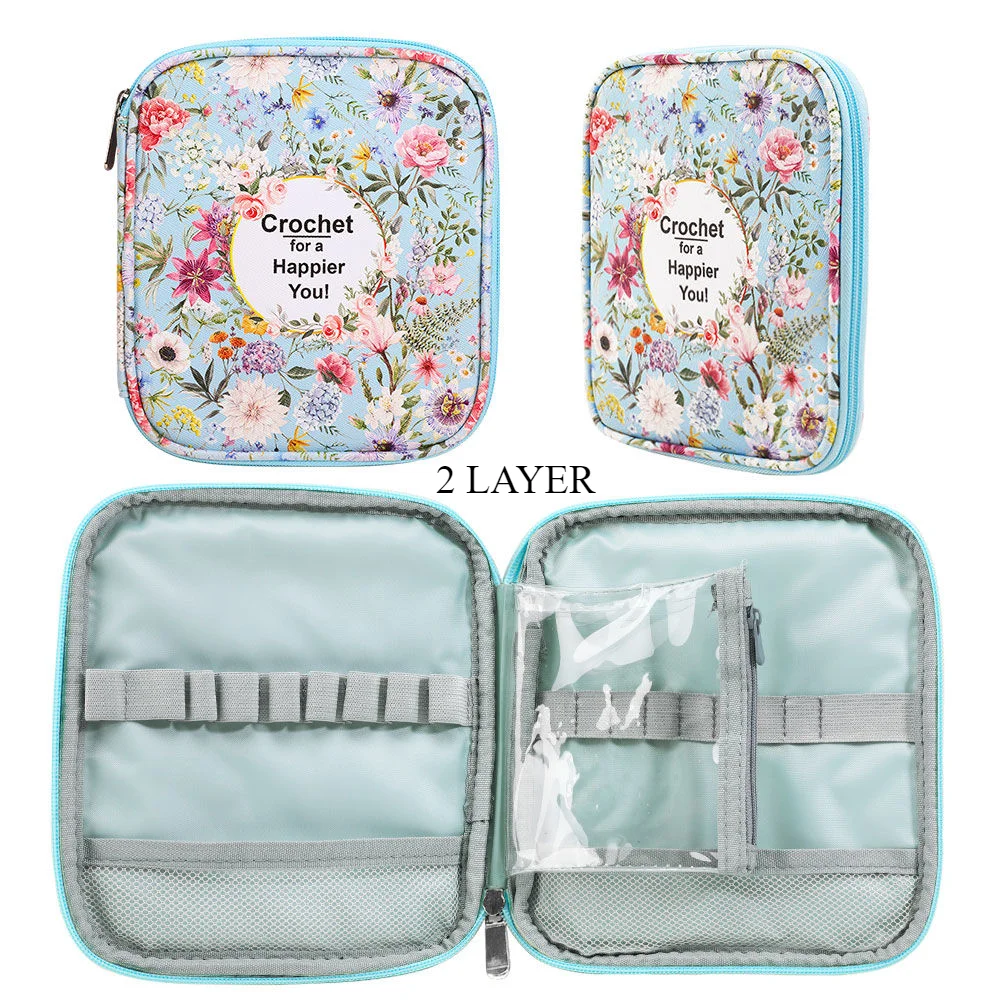 Knitting Needles Case Travel Pouch Organizer Storage Bag for Circular Knitting Needles Crochet Hooks Sewing Accessories Kit Bag