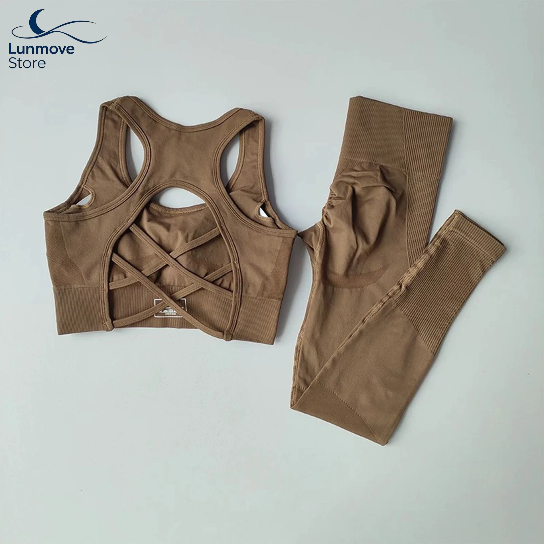 Women High Elastic Slim Fitness Set Tight Two Piece Sportswear Pilates Yoga Training Outfit
