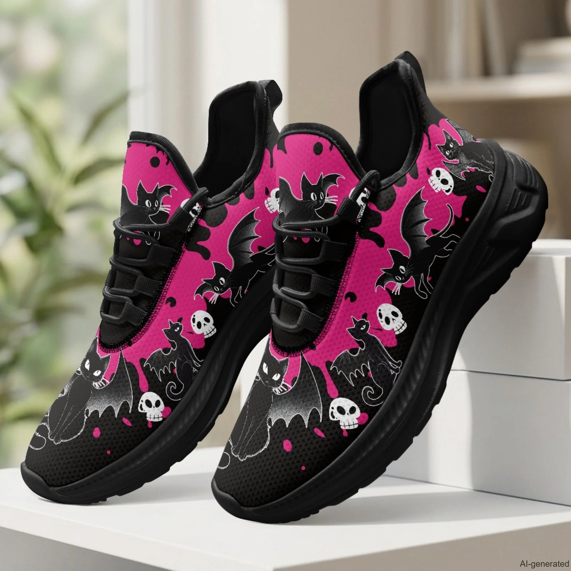 XIXIRIMIDO Womens Walking Shoes Black Cat Print Football Sneakers Mens Gym Sports Casual Fashion Shoes Trainers Shoes 35-48