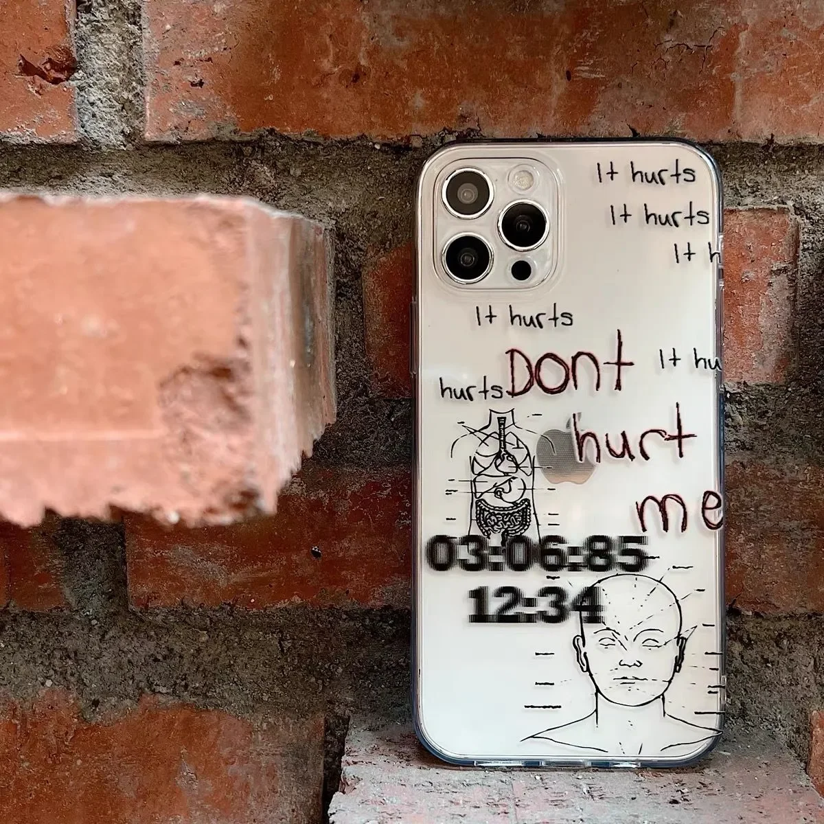 Funda de teléfono con dibujos animados Kawaii, texto en inglés ins creativo, Don't Hurt Me, para iPhone 16 15 14 13 12 11 Pro XR X Max 7 8 Plus MINI