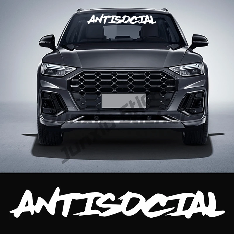 

Antisocial Car Sticker Flag Windshield Creative Competition Letters JDM Decorative Styling Style Vinyl Decals