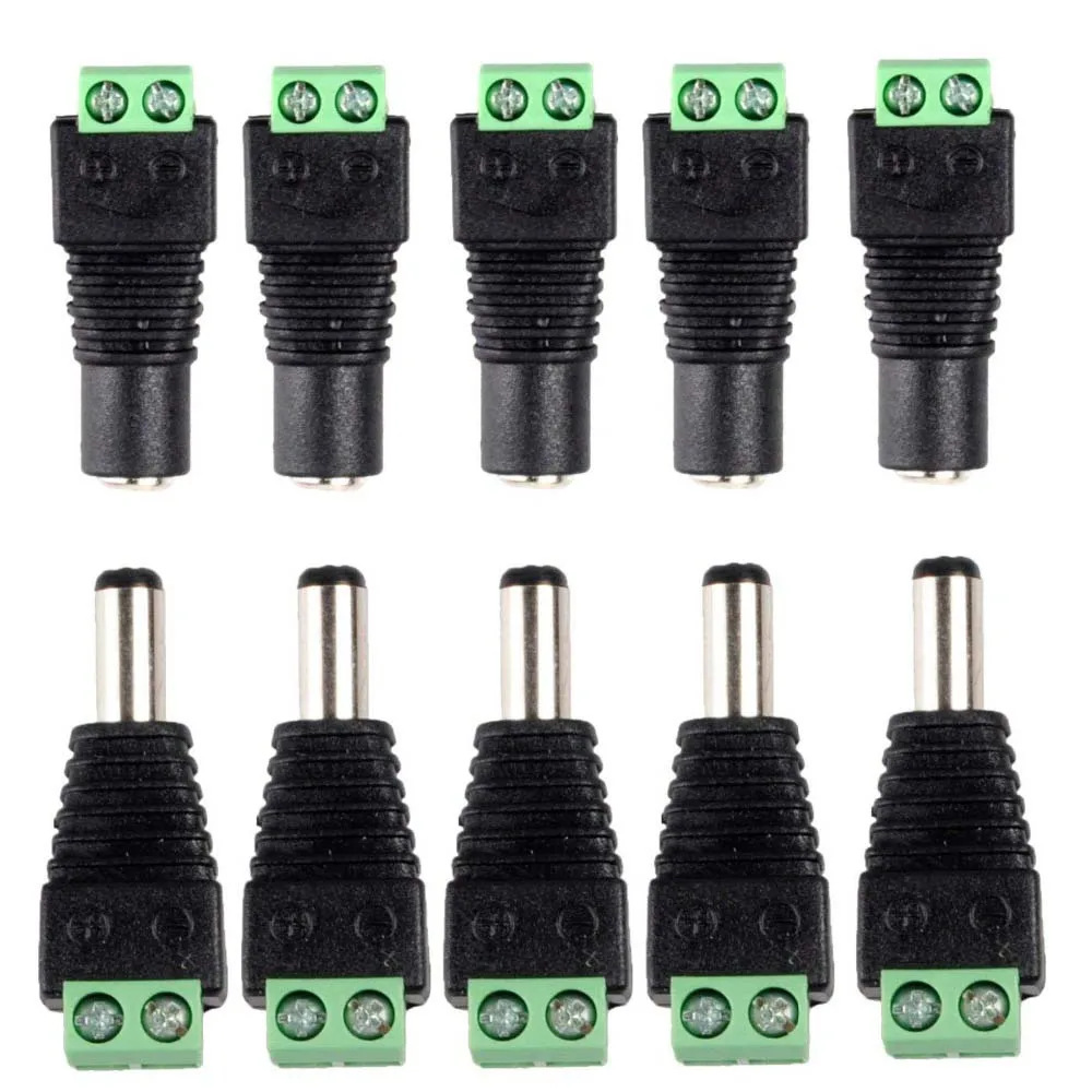 

5pairs 10pairs DC 12V Male Female Connectors 2.1mm*5.5mm Power Plug Adapter Sockets Connector For Led Light CCTV Camera Router