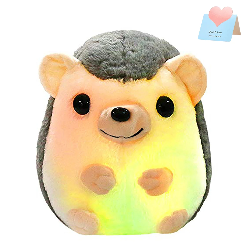 Glowing Hedgehog Plush Toys Soft Stuffed Hedgehog Doll Luminous Animals Throw Pillows Cute Kawaii Stuffed Toys for Girls Kids