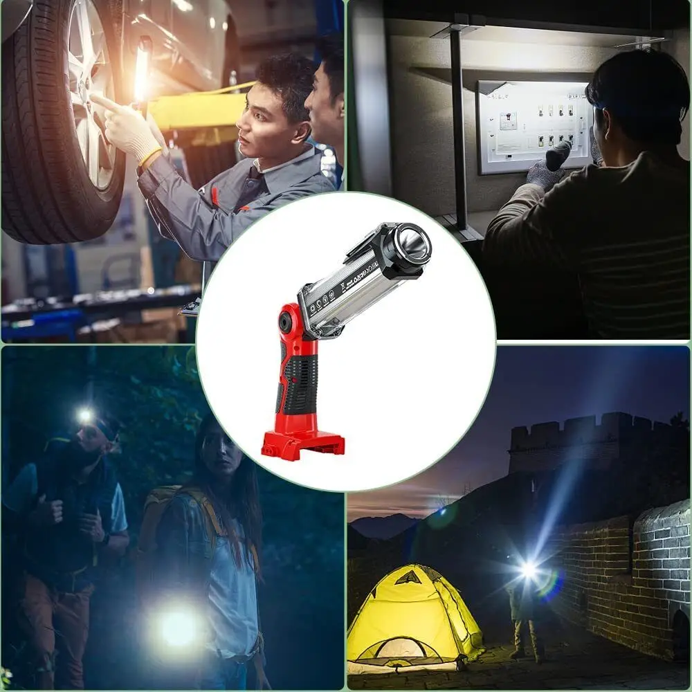 Imagem -06 - Led Work Light para Milwaukee Holofotes Portáteis Lâmpada de Ferramentas Lanternas Portáteis para Acampar Bateria Li-ion 18v 35w 2000lm