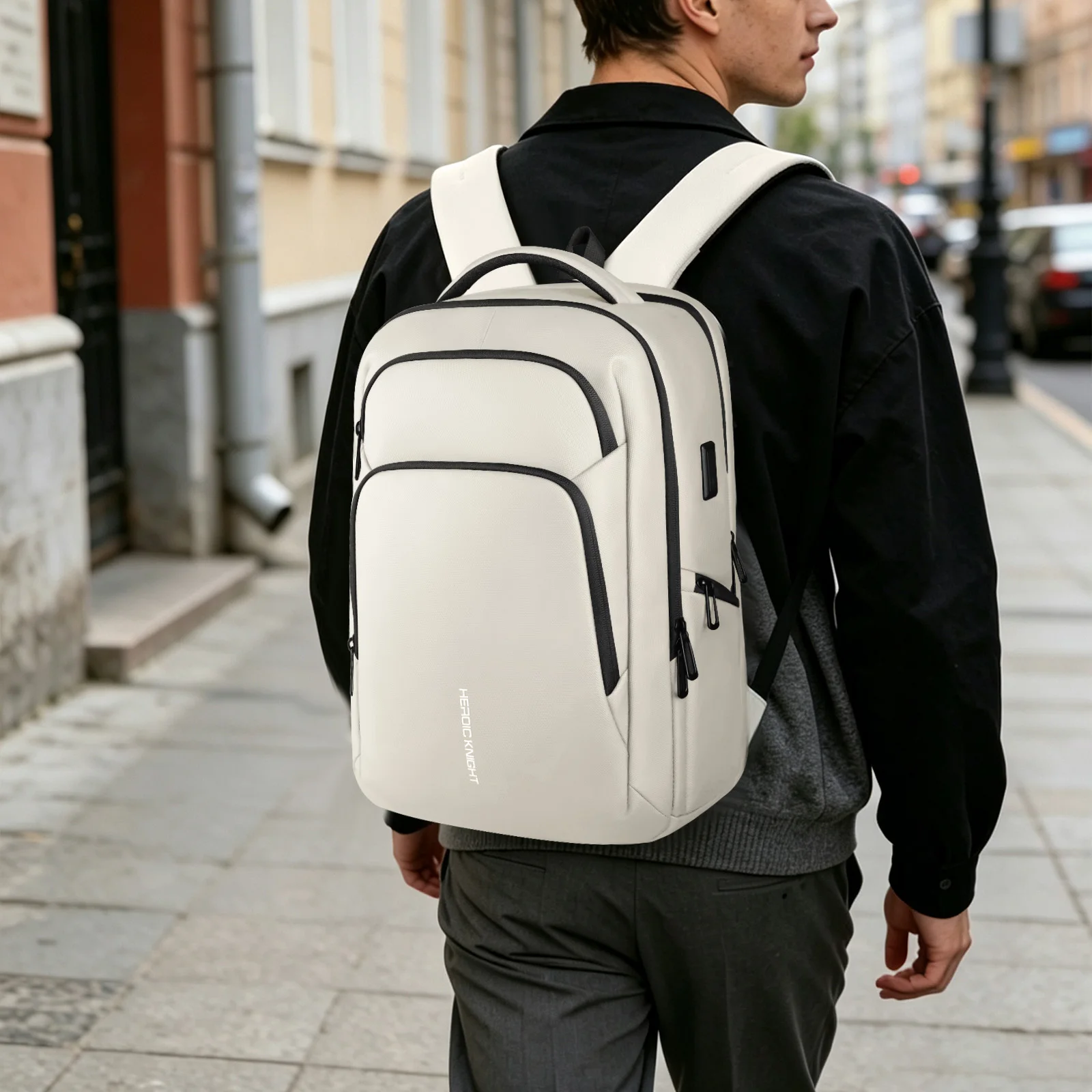 Heroic Knight Business Men's Backpack 17 Inch Work Computer Bag Multi Pocket Weekend Travel Backpack Anti-Theft College Rucksack view 3