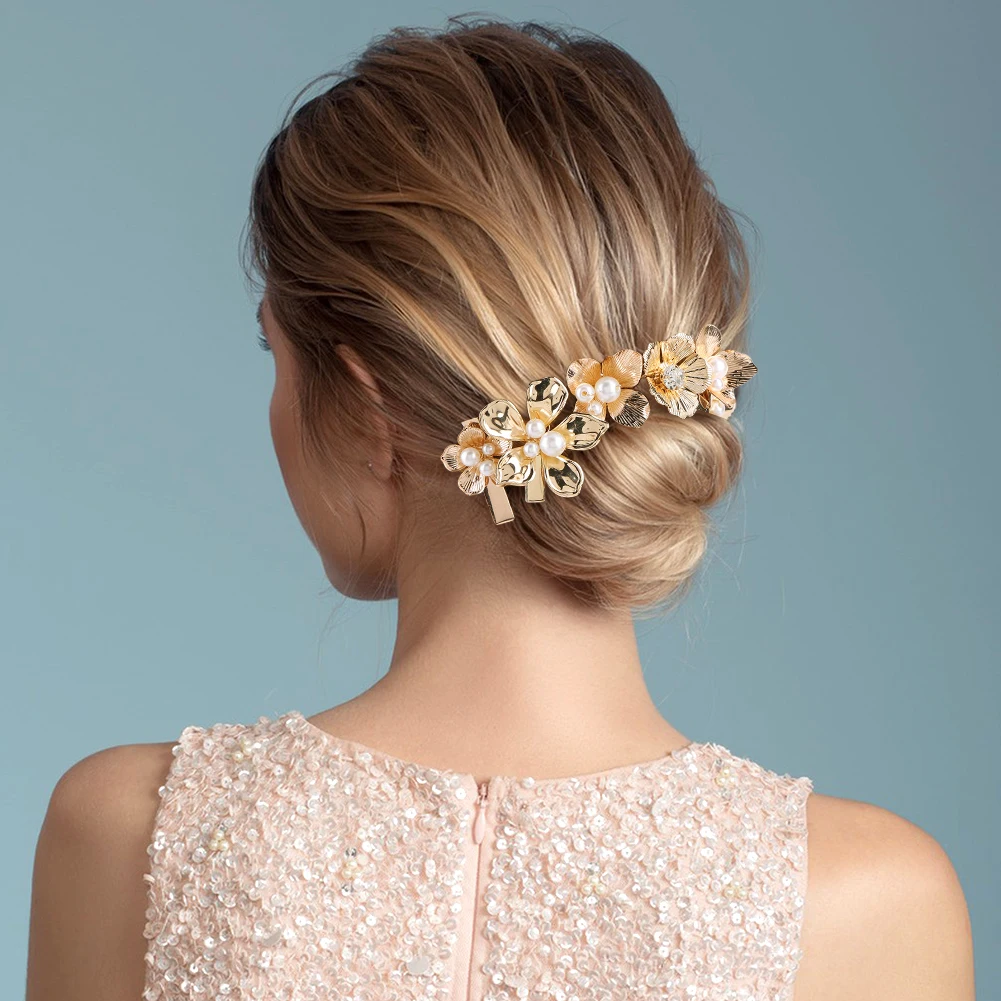 

10/12/16 шт., заколки для волос с маленькими цветами, эстетические заколки для волос с золотым жемчугом, заколки для волос из кожи аллигатора, головной убор с цветочным принтом, аксессуары для волос