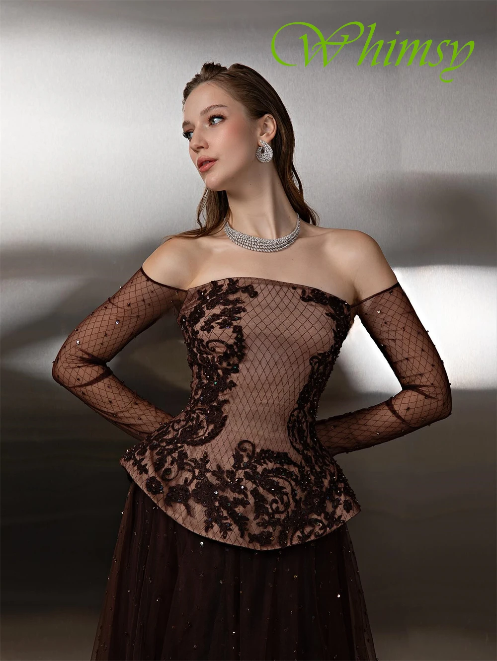 Robe de soirée en Tulle exquise personnalisée, avec des Appliques délicates, col bateau, robes de bal formelles à manches longues, robes d'occasion spéciale