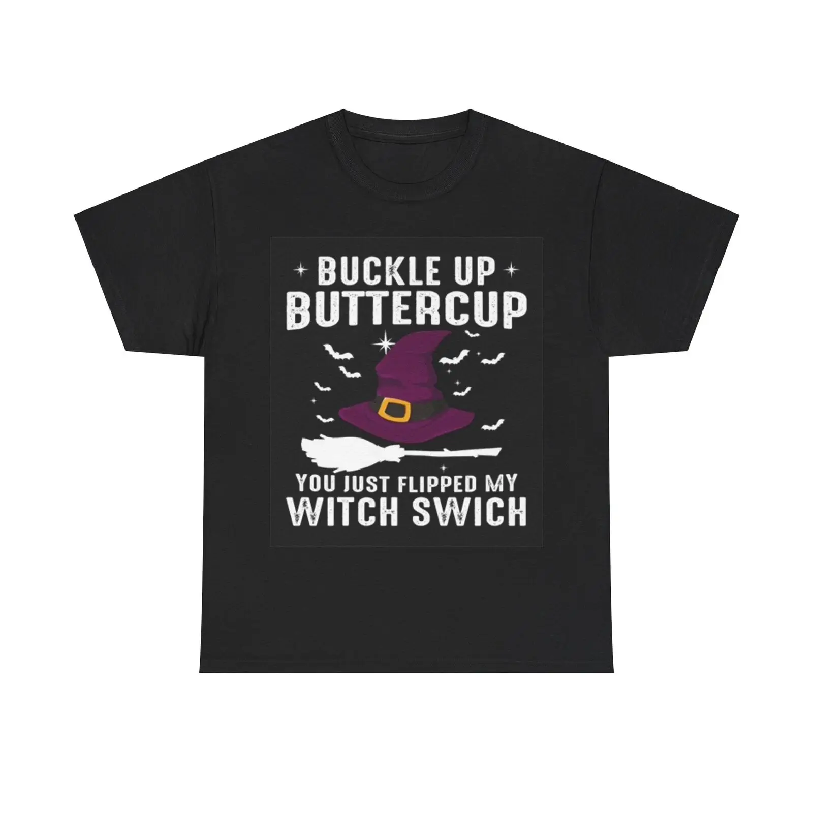 Buckle Up Buttercup Shirt Funny Witch Graphic Unisex Heavy Cotton Tee