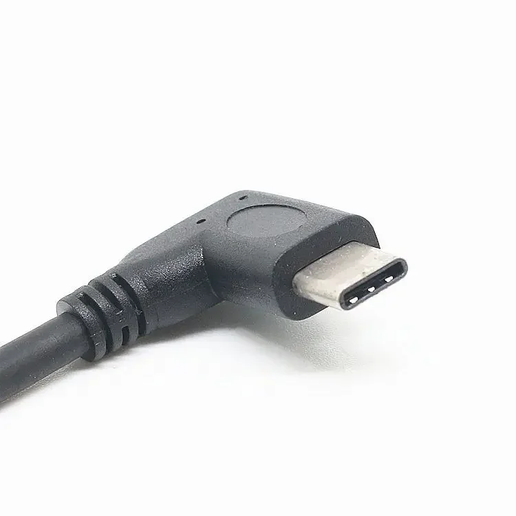 Elbow 90 Degree USB 2.0 Type C Data Extension Cable Audio Power Supply Wire Black Male to Female 20cm