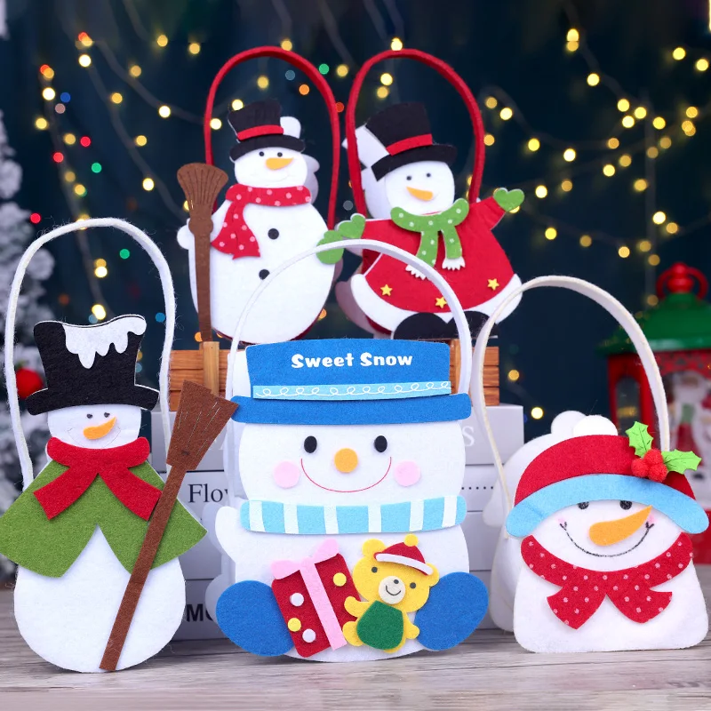 New Year Festival Party Christmas Gift Felt Storage Basket Christmas Santa Claus Candy Bag Santa Claus Fruit Basket