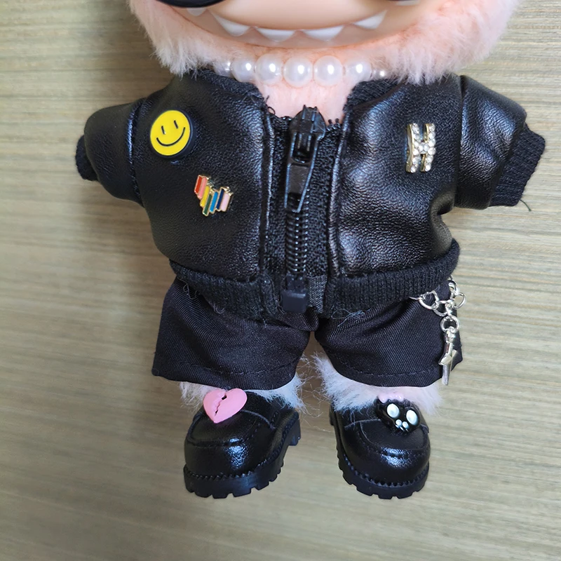 Auf Lager für/Stoff Labula Trendige Lederjacke Gd Gleicher Stil Labubu Kleidung Yk2 Lederschuhe