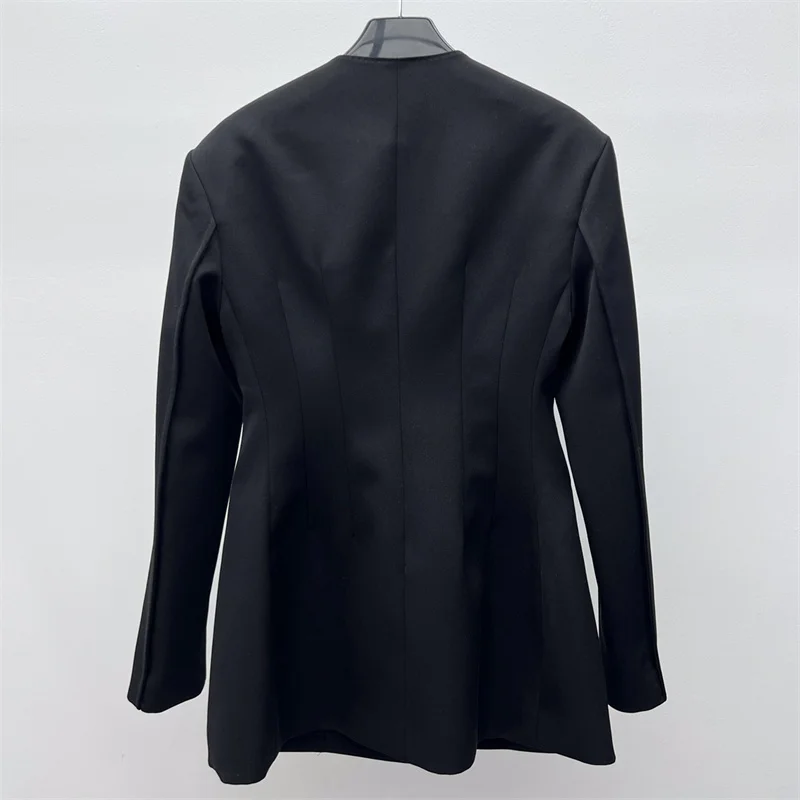 Immagine 4: Giacca da donna 2026 estiva nuova, doppiopetto, slim fit, a maniche lunghe, in misto lana, casual, lunga, stile gonna a abito