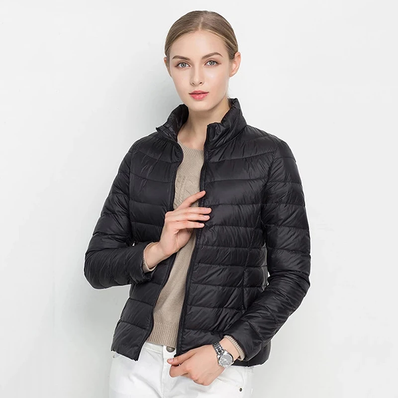 Winter Women Ultra Light Down Jackets Fashion Lady White Duck Down Coats Girls Stand Collar Windbreaker Warm Jackets Clothing