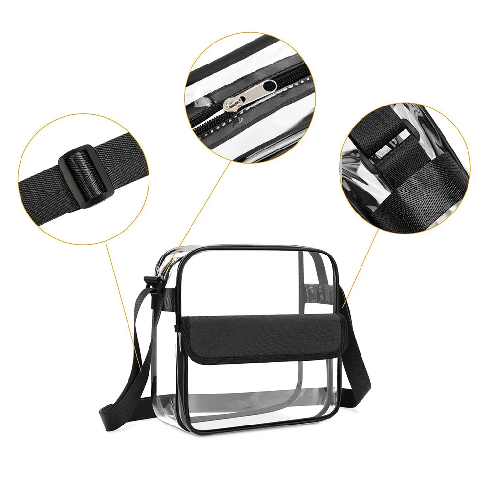 Damska torba na ramię z PVC torba przezroczysta na siłownię podróżną o dużej pojemności saszetka Crossbody Unisex na co dzień przezroczysta torebka