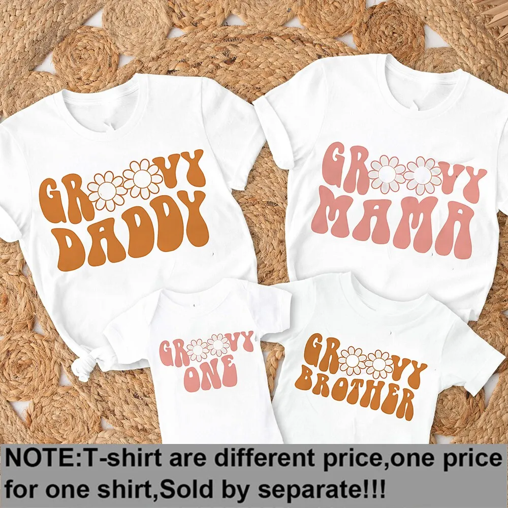 Groovy One Family Birthday Shirts Groovy 1st Birthday Family Matching Outfit Daddy Mommy and Me T-Shirts Clothes