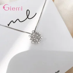 Latest Women Girls Gifts Pendant Necklace Shining 925 Sterling Silver Clear Austria Crystal Fashion Fine Jewelry