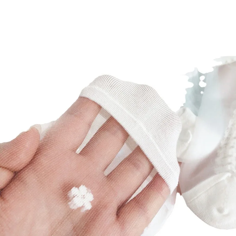 5/10 Paar Damen-Socken mit Blumenmuster und Spitzenrand, Sommer, dünn, atmungsaktiv, bequem, niedlich, Blumenrand, transparent, lässige Socken – Detail 5