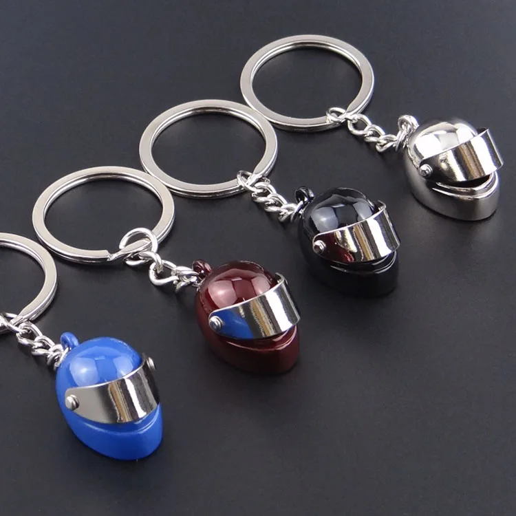 3D Mini Movable Windshield Metal Motorcycle Helmet Keychain Gift Metal Color Bicycle Helmet Keychains/Key Ring Pendant Gift