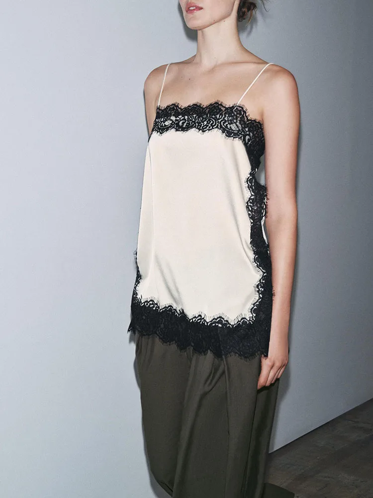 Nuovo Inverno 2025 delle Donne Faionable Versatile Colore Blo oulder Bared Raso di Seta Texture Top in Pizzo Costume di Scena Etnico