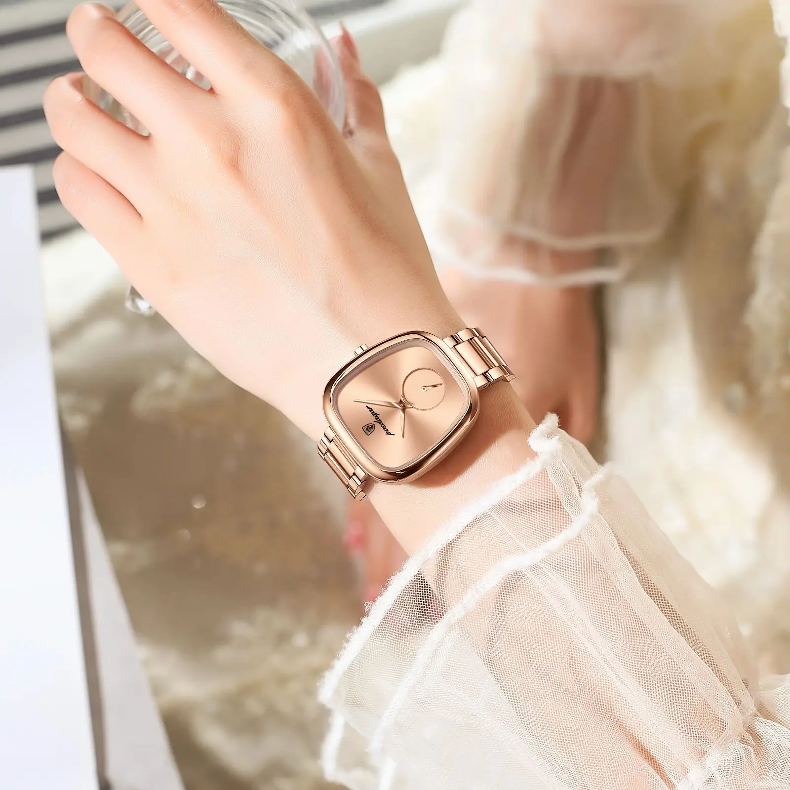 Poedagar Luxe Vrouw Horloge Waterdicht Roestvrij Staal Dames Horloge Mode Quartz Dameshorloges Elegante Eenvoudige Vrouwelijke Klok