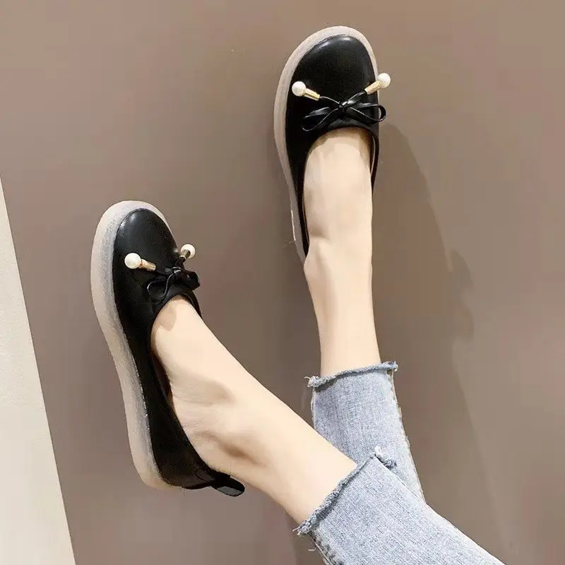 

Женские лоферы на плоской подошве с круглым носком и бантом, популярная элегантная и модная, быстрая доставка, удобная женская обувь без шнуровки