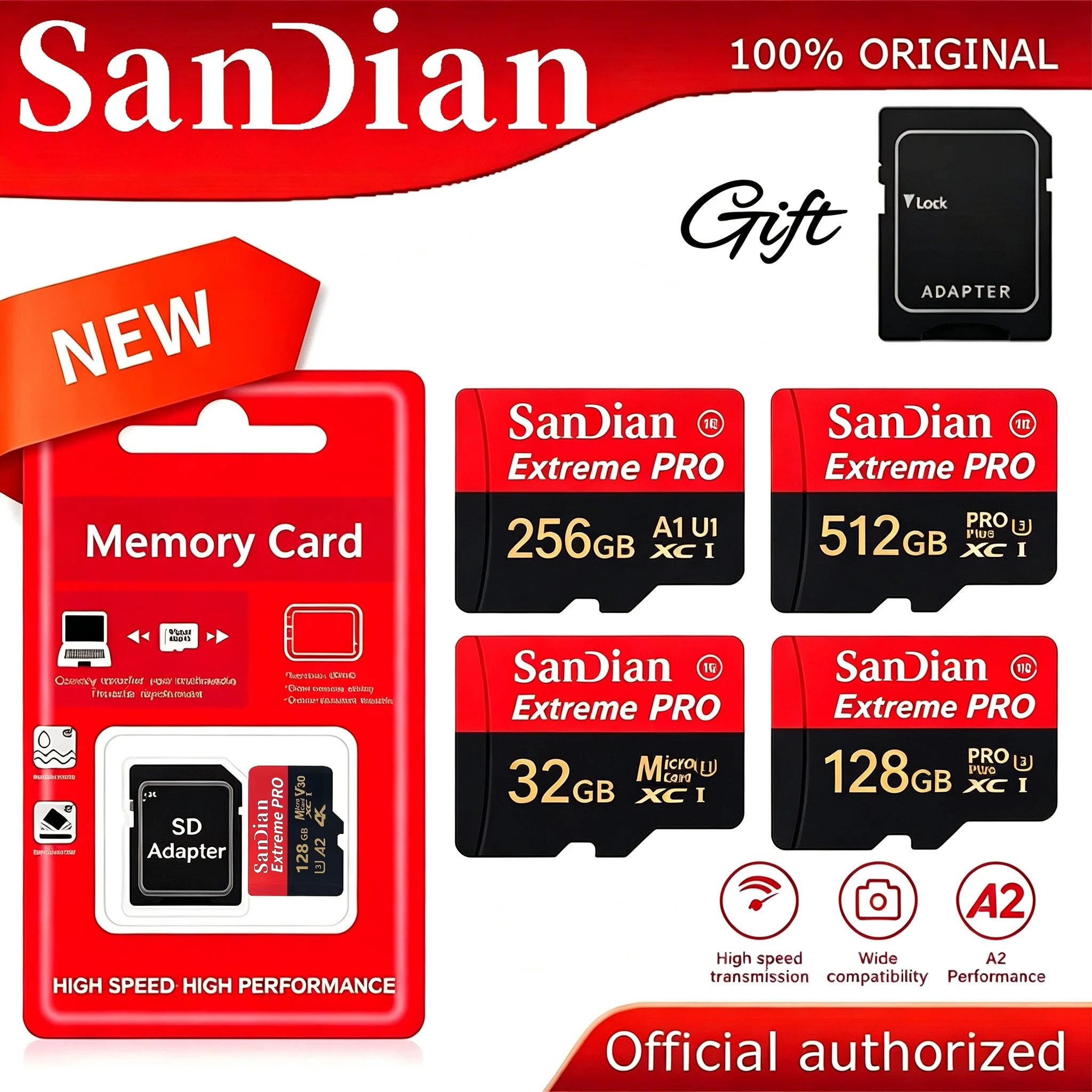 High Endurance TF Cards Micro TF SD Card SD Cards Memory Card 64GB 256GB 512GB 128GB Magnet Proof C10 for Mobile GoPro
