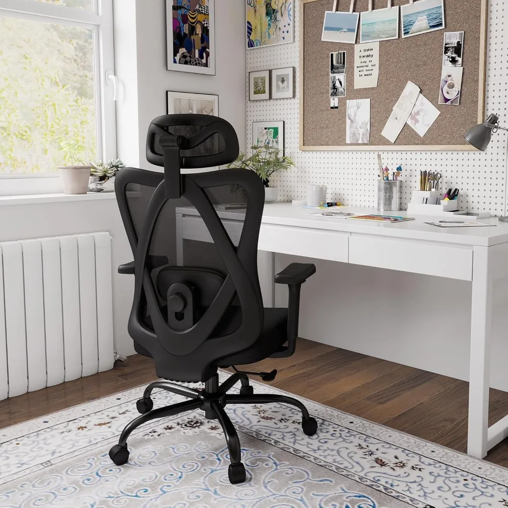 

Ergonomic Office Chairs with Adjustable Headrest and Lumbar Support, High Back Mesh Home Computer Desk Chairs with 3D Armrest