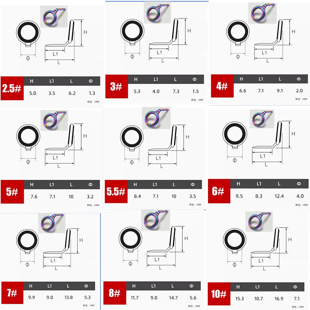 9Pcs Angelrute Guides Reparatur Kit Edelstahl Guides Keramik Ring Angeln Guides Stange Ösen Zubehör – Detail 7