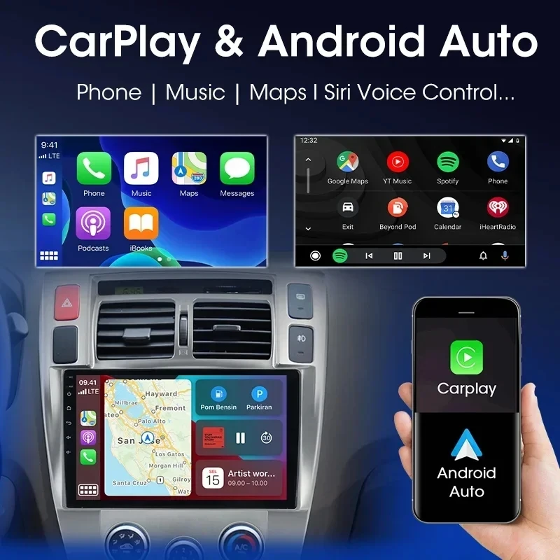 Автомагнитола 2Din Android 13 для Hyundai Tucson 2004-2013 Carplay Auto RDS DSP IPS Стерео GPS навигация 4G Мультимедийный видеоплеер