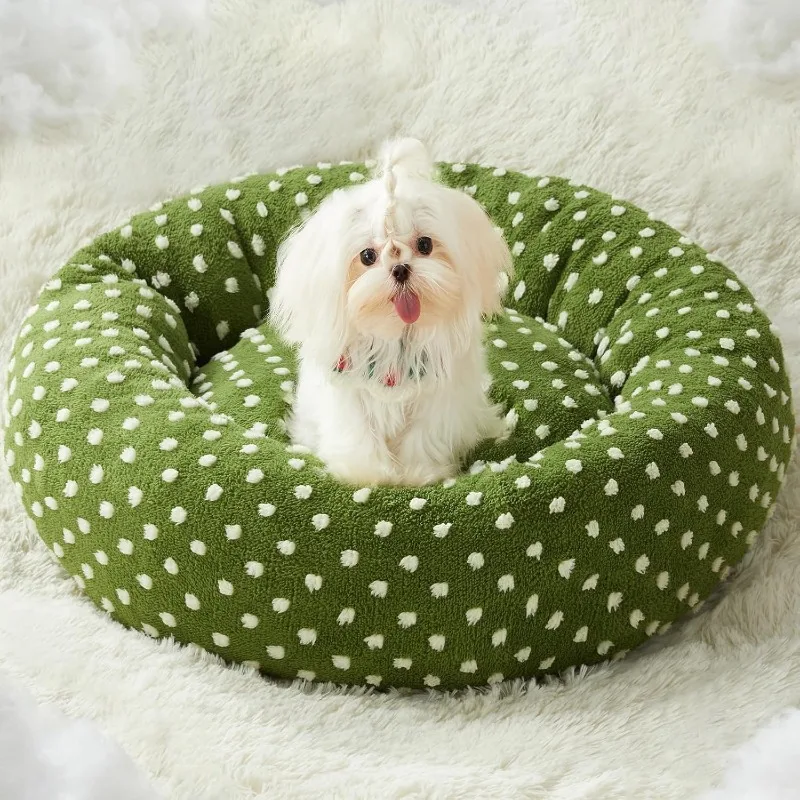 

Donut Dog Beds for Small Dogs, Round Cat Beds for Indoor Cats, Calming Pet Bed for Puppy and Kitty with Non-Slip Bottom