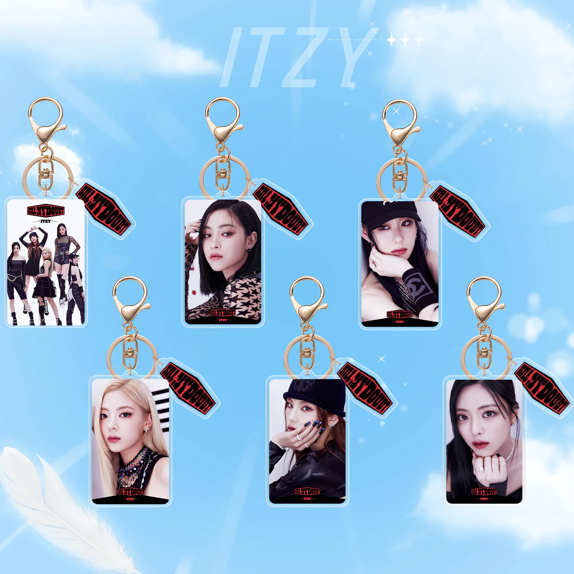 KPOP ITZY KILL MY DOUBT Album Keychain HD Photo Acrylic Pendant Keyring Yuna Lia Yeji RyuJin Character Chain Fans Collection