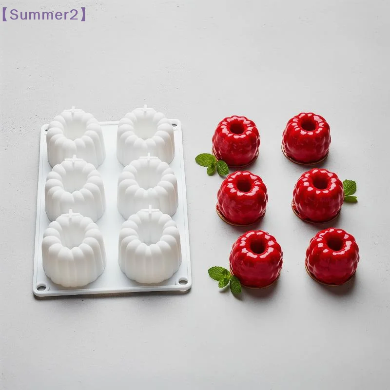 6 Cavity Raspberry Mousse Food Grade Silicone Mold 3D Nonstick French Dessert Baking Fondant Mold For Chocolate Cake Baking{S}