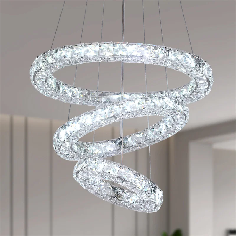 Modern Crystal Chandeliers Ring-Shaped Pendant Lights Living Room And Kitchen Decoration Led Ceiling Lamps Hanging Luminaire