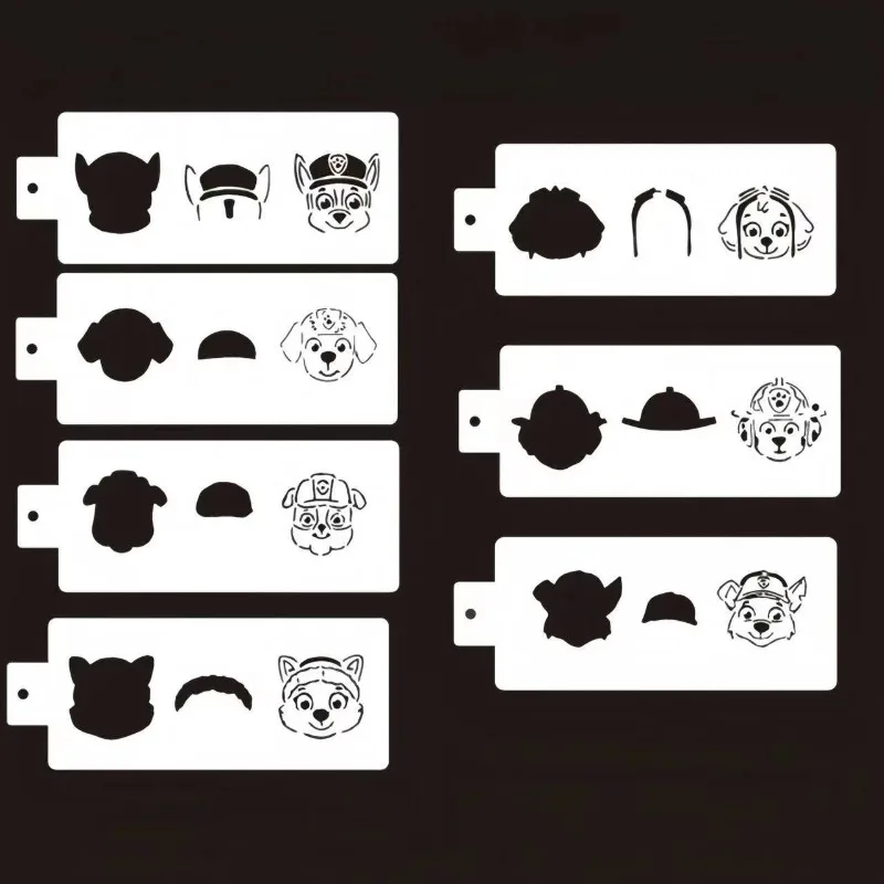 7pcs PAW Patrol DIY Layering Stencils อะนิเมะเด็กผู้หญิงภาพวาดสมุดภาพสี Embossing อัลบั้มตกแต่งแม่แบบของขวัญ
