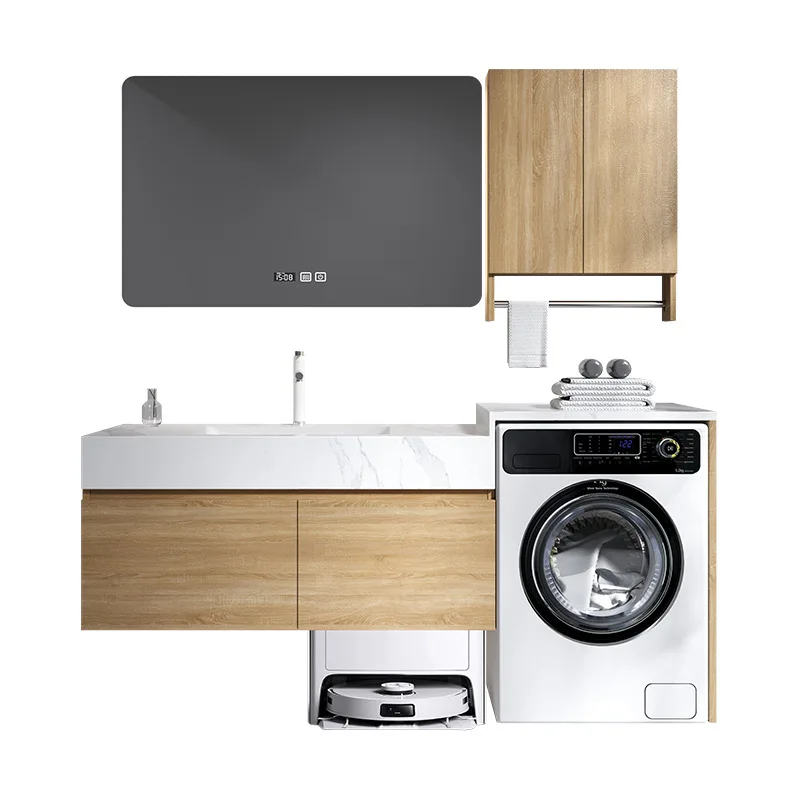 

Log air sweeper, washing machine, integrated cabinet, combined bathroom, bathroom cabinet, rock slab ceramic hand washing.