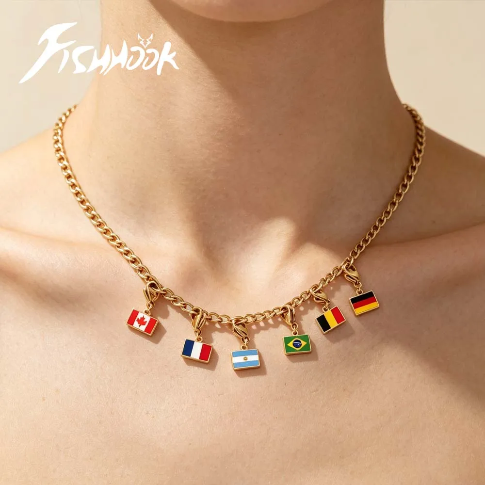 DIY National Country Flag Custom Charms Custom Necklace Personalized Pendant Gift For Women Men Chain Stainless Steel Jewelry